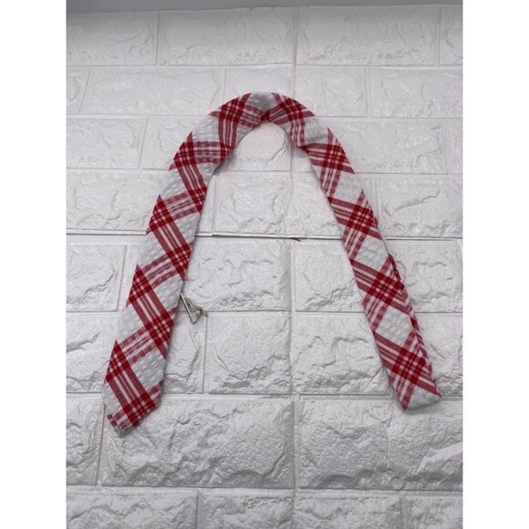 Skinny Tie Madness Men's Plaid Tie Red & White Cotton SKM2117 - Picture 2 of 11